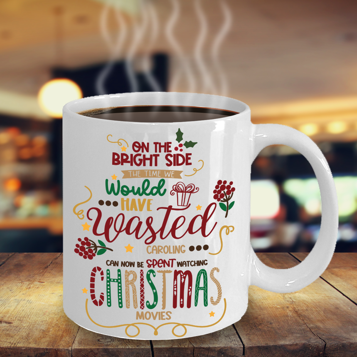 Motivational Life Is Too Short To Wait Ceramic Travel Mug with Lid,  Christmas Gift, Xmas, Eco-Friendly Re-usable Mug,Coffee Cup,Takeaway