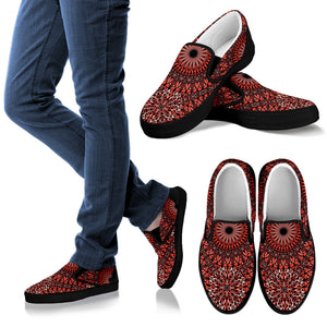 Red Spiritual Mandala Men's Slip Ons