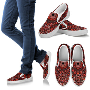 Red Spiritual Mandala Men's Slip Ons