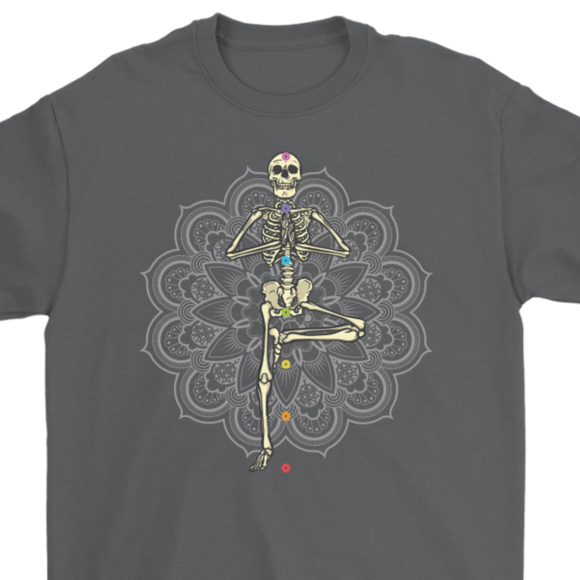 Yoga T-shirt, Chakras T-shirt, Meditation and Yoga Shirt, Yoga Pose Skeleton T-shirt