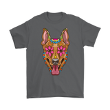 Candy Skull Dog, Gift for Dog Lover, Dog and Flowers Shirt, Colorful Dog T-shirt