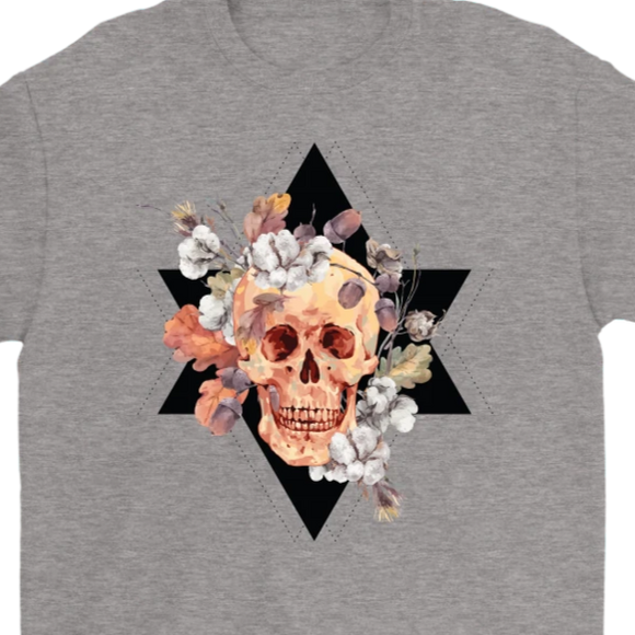 Skull & Flowers T-shirt, Skull and Flowers Gift, BoHo Skull Shirt