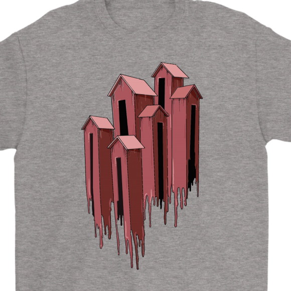 Melting Houses T-shirt, Unusual Gift Shirt, Melting Houses Shirt