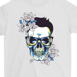 Gift for Hipster, Hipster Skull and Flowers T-shirt, Hipster Skull Shirt