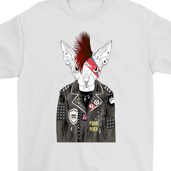 Punk Rock T-shirt, Funny Cat T-shirt, Punk Cat Shirt, Gift for Punk Rocker