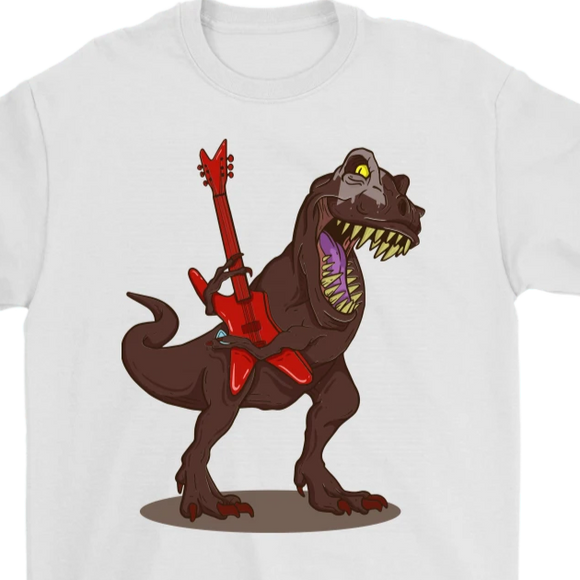 T-Rex Rocks T-shirt, Gift for Musician, Shirt for Guitarist, Dinosaur Rock Star T-shirt