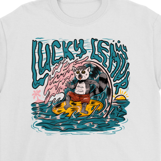 Surfing T-shirt, Funny Surfing Shirt, Lucky Lemur Shirt, Gift for Surfer, Summer Shirt, Beach T-shirt