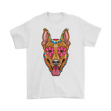 Candy Skull Dog, Gift for Dog Lover, Dog and Flowers Shirt, Colorful Dog T-shirt