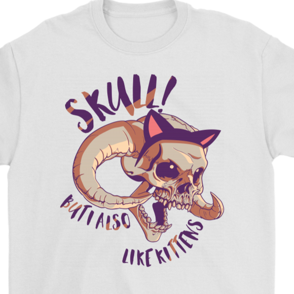 Kitty-Skull T-shirt, Funny Shirt for Cat Lover, Funny Kitten Shirt, Skull Kitten Gift