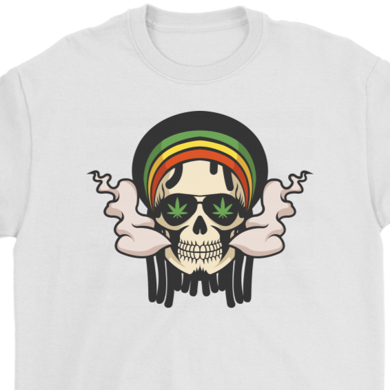 420 T-shirt, Rastafarian Skull Smoking Weed Shirt, Weed Smoking Skull T-shirt, 420 Gift, 420 Gift T-shirt