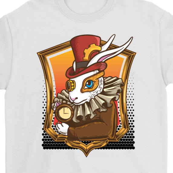 Steam Punk Rabbit T-shirt, March Hare T-shirt, Alice in Wonderland Gift, Steam Punk Gift
