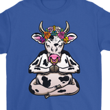 Cow Yoga T-shirt, Gift of Cow Yoga, Meditation Gift, Meditating Cow Shirt