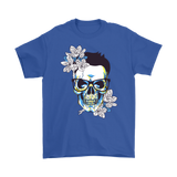 Gift for Hipster, Hipster Skull and Flowers T-shirt, Hipster Skull Shirt