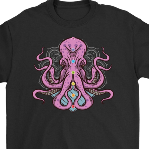 Funny Yoga T-shirt, Funny Octopus Shirt, Funny Chakra Shirt, Octopus Chakra T-shirt, Octopus T-shirt