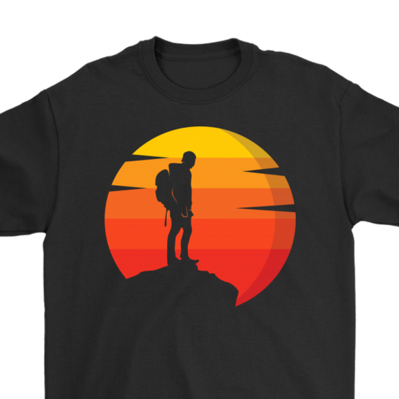 Hiker T-shirt, Gift for Hiker, Hiking Shirt, T-shirt for Hiker, Hiker at Sunset T-shirt