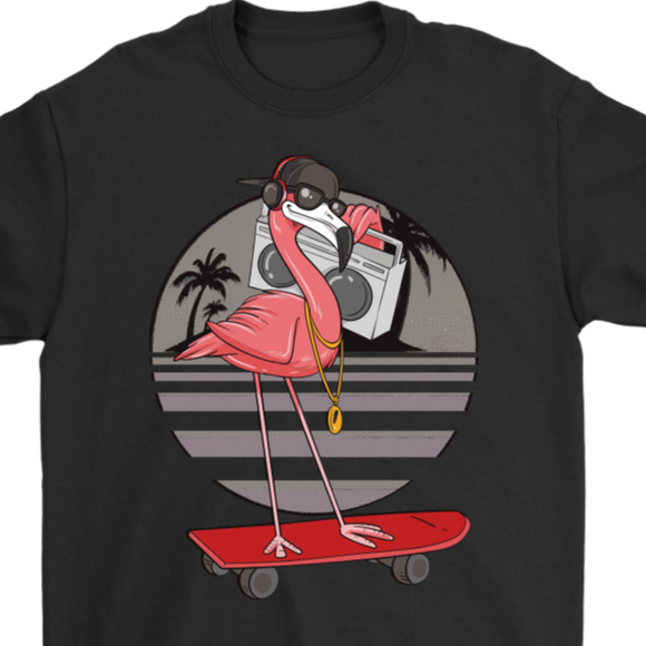 Funny Flamingo T-shirt, Funny Flamingo Gift, Flamingo Skater Shirt, Flamingo T-shirt, Skater Shirt