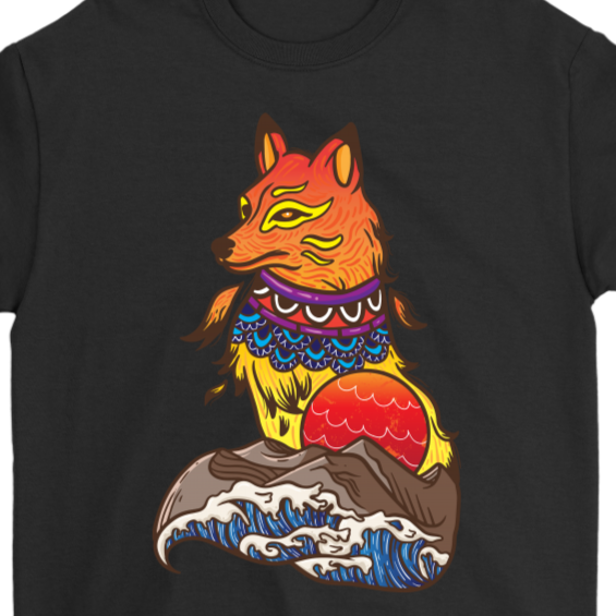 Fox T-shirt, Japanese Art Gift, Japanese Fox Shirt, Fox Gift, Shirt for Fox Lover