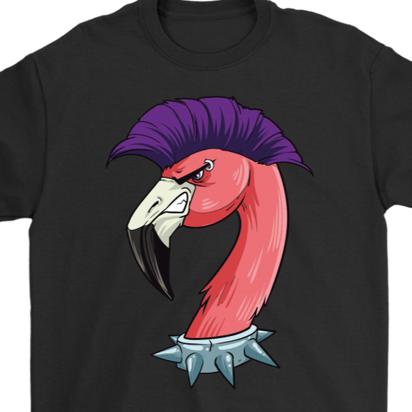 Funny Punk Rock T-shirt, Gift for Punk Rocker, Punk Rock Flamingo, Funny Flamingo Shirt
