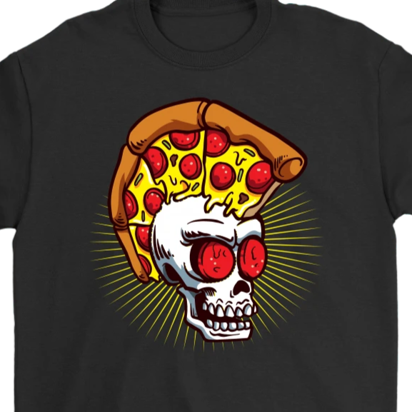 Funny Punk Rock T-shirt, Gift for Punk Rocker, Punk Rock Pizza Skull, Punk Gift T-shirt, Skull T-shirt