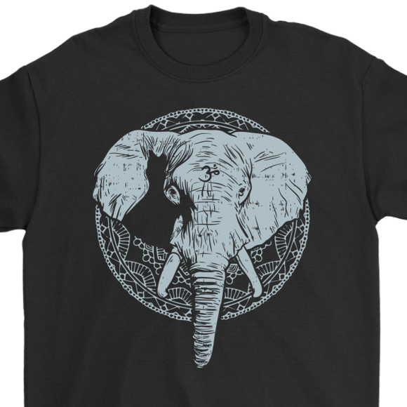 Om Elephant T-shirt, Elephant Mandala T-shirt, Yoga Gift, Meditation Shirt, Elephant T-shirt