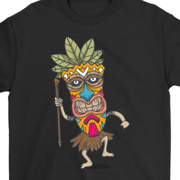 Tiki T-shirt, Gift of Tiki Mask, Tiki Mask Shirt, Dancing Tiki T-shirt