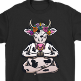 Cow Yoga T-shirt, Gift of Cow Yoga, Meditation Gift, Meditating Cow Shirt