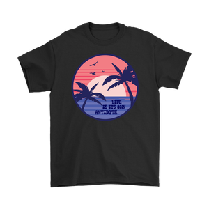 Positive Message T-shirt, Palm Trees at Sunset Shirt, Life is Antidote T-shirt