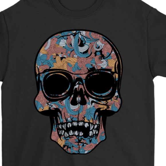 Paisley Skull T-shirt, Flowering Skull Shirt