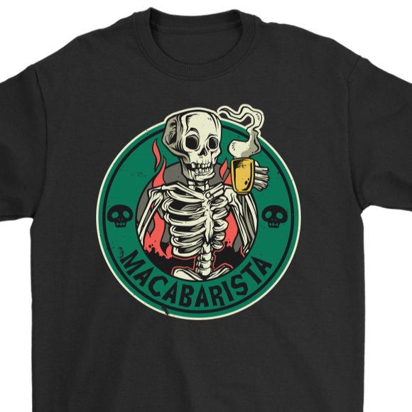 Barista T-shirt, Gift for Barista, Funny Skeleton Barista Shirt, Skeleton Barista T-shirt