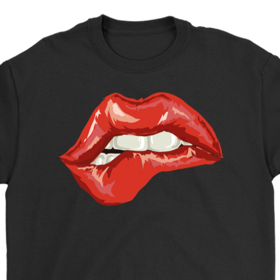 Biting Lip T-shirt, Gift for Rocky Horror Fan, Bitten Lip Shirt