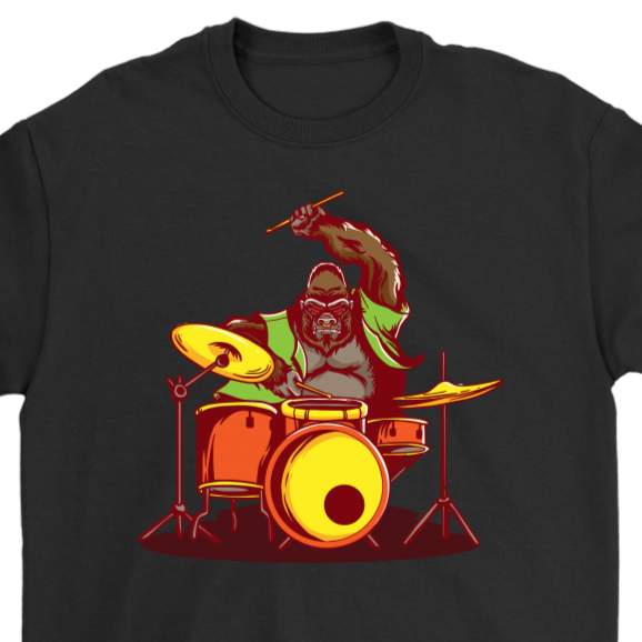 Gift for Drummer, Gorilla Drummer T-shirt, Gorilla Shirt