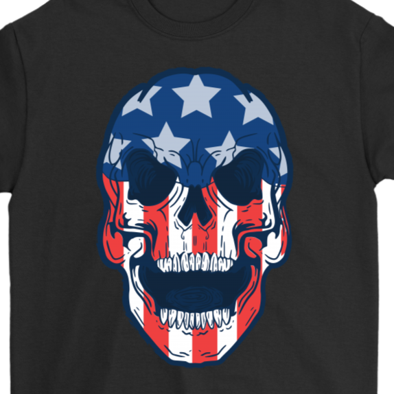 Skull Flag T-shirt, Skull Flag Gift, American Flag Skull, American Flag Gift, Skull T-shirt