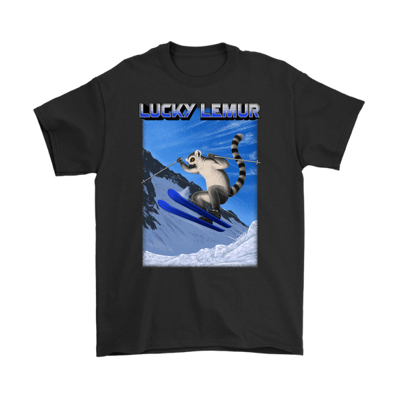 Skiing T-shirt, Funny Skiing T-shirt, Shirt for Skier, Lucky Lemur T-shirt, Gift for Skier