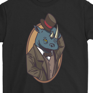 Rhino T-shirt, Rhinoceros Gift, Top Hat Rhinoceros Shirt