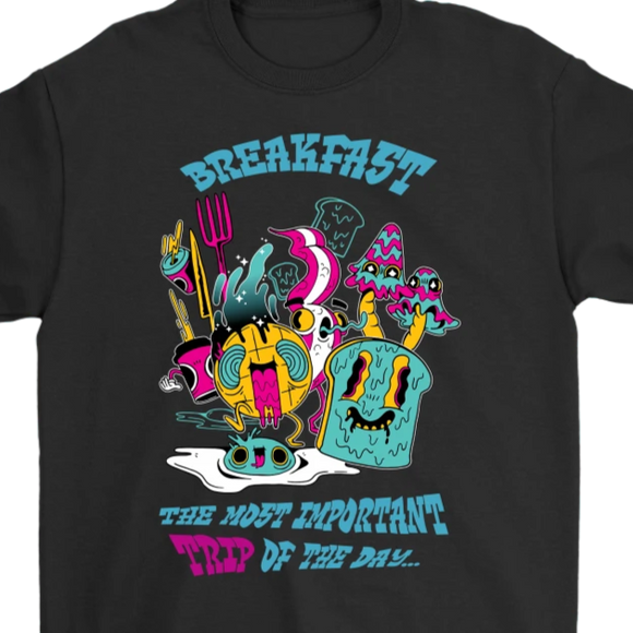 Funny Psychedelic Shirt, Gift for Hippie, Breakfast Trip T-shirt, Psychedelic T-shirt