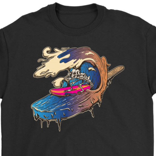 Funny Surfing T-shirt, Skeleton Shirt, Funny Gift for Surfer, Skeleton Surfing Shirt, Surfer Gift