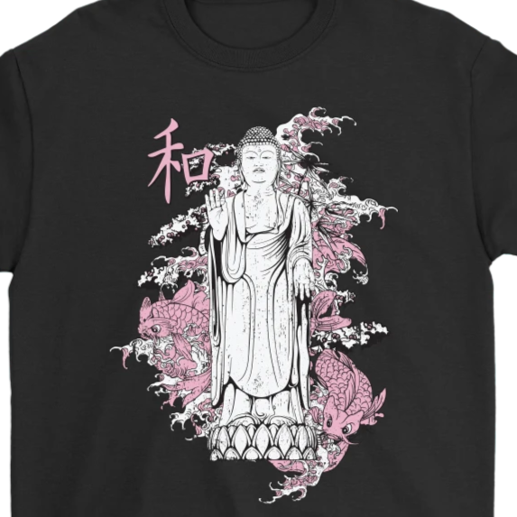 Buddha with Koi T-shirt, Gift of Buddha with Koi, Buddha Shirt, Koi Fish Shirt