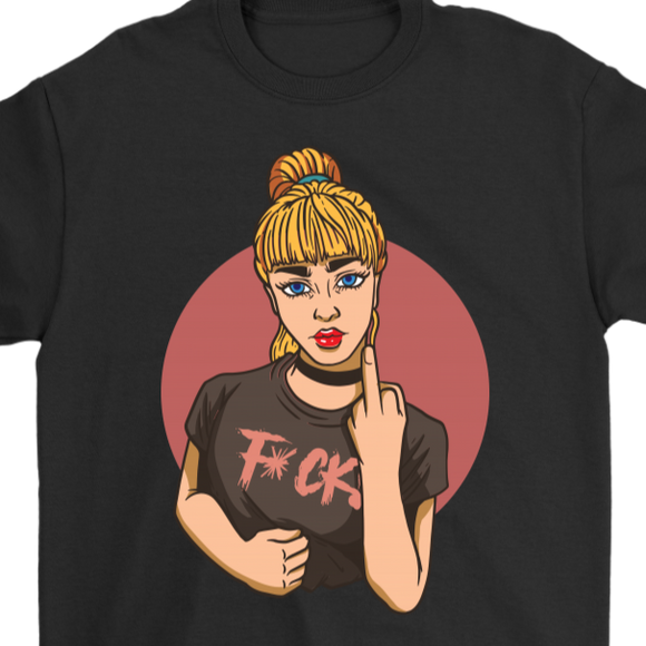 Riot Girl Shirt, Rebellious T-shirt, Girl Giving the Finger T-shirt, Rebel Girl Gift, F-you Shirt