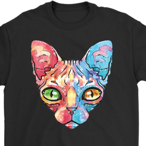 Rainbow Cat T-shirt, Egyptian Cat Shirt, Hairless Cat T-shirt, Gift for Cat Lover, Hairless Cat Owner Gift