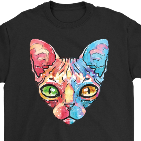 Rainbow Cat T-shirt, Egyptian Cat Shirt, Hairless Cat T-shirt, Gift for Cat Lover, Hairless Cat Owner Gift