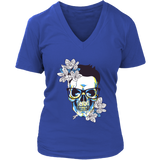 Gift for Hipster, Hipster Skull and Flowers T-shirt, Hipster Skull Shirt