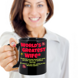 Funny Mug for Wife, World's Greatest Wife Coffee Cup