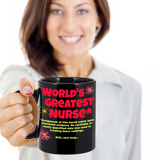 Funny Coffee Mug for Nurse, World's Greatest Nurse Mug