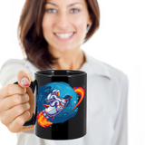 Rocket Ride Coffee Mug, Astronaut Circles the Moon Cup, Gift for Astronaut