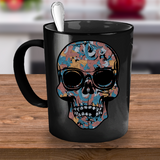 Paisley Skull Mug, Skull Coffee Cup, Hipster Skull Gift, Hipster Paisley Skull