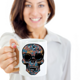 Paisley Skull Mug, Skull Coffee Cup, Hipster Skull Gift, Hipster Paisley Skull