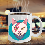 Rockstar Kitty Mug, Star-cat Coffee Mug, Gift for Cat Lover, Bowie Cat Mug