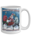 Zombies vs Santa funny Christmas Mug, Scary yuletide coffee cup,