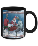 Zombies vs Santa funny Christmas Mug, Scary yuletide coffee cup,