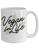 Vegan for Life Coffee Mug, Animal Lover's Cup, Vegetatians Unite Gift